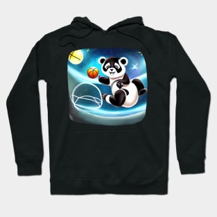 Panda Play Basketball on Space Hoodie